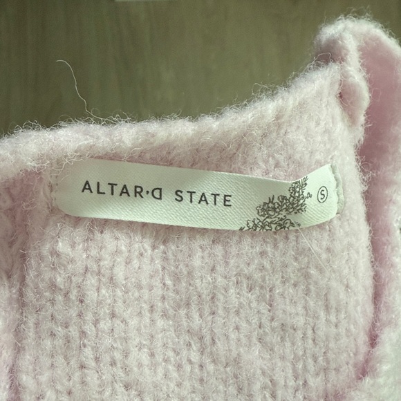 NWT Altar’d State Bow Tie Back Sleeveless Sweater Crop Top | Blush Pink | Small - Picture 7 of 9